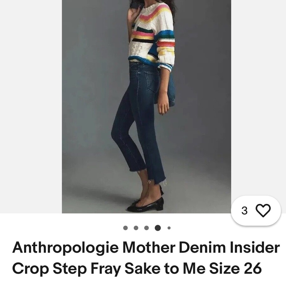 Mother The Insider Crop Step Fray Sake To Me Jean. Size 26